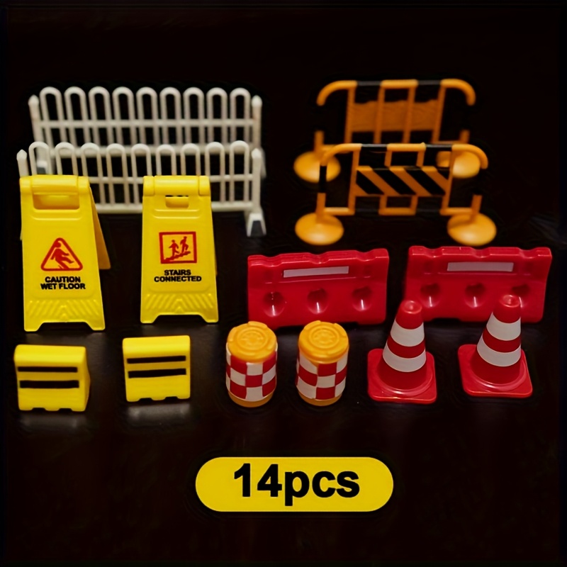 Image of 14pcs Mini Roadblock Set For Training And Diy Projects - Made Of Durable Abs Material With Bright Colors, Ideal For Simulating Road Obstructions And As Gift Fillers For Halloween And Christmas