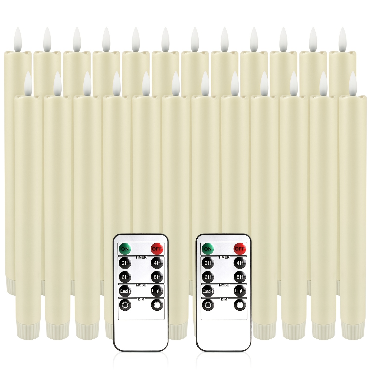 TEMU 24 Led Flameless Electronic Candle Sticks (ivory Color), 1 Size, Cycle Timing, Adjustable Brightness, Battery-powered, Very Suitable For ,