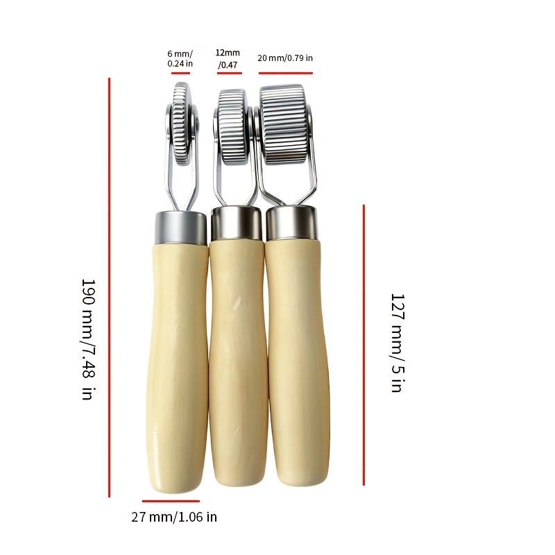 TEMU 3pcs Tire Repair Tools For Car Wheels, With Wooden Handles And Ball Bearing Rollers - Center Puncture Sewing, Convenient For Tire Repair And