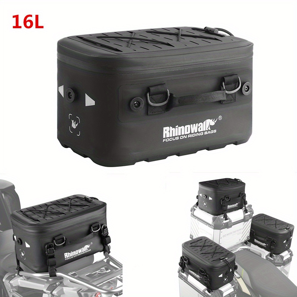 16l quick release motorcycle tail luggage bag reflective multi compartment rear pannier case with detachable strap durable tpu material for secure travel motorcycle accessories   sturdy construction