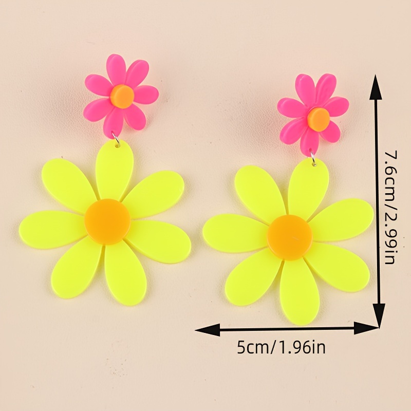 Women's Fluorescent Sunflower Acrylic Dangle Earrings