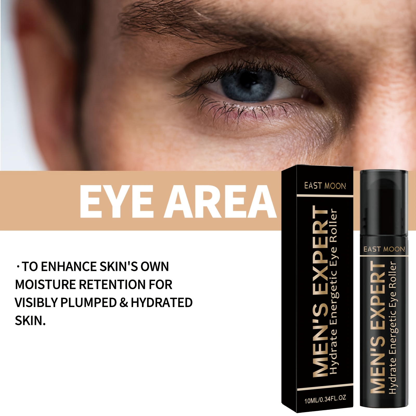 Men'S Eye Roller, Containing Hyaluronic Acid And Caffeine, Tightens The Skin, Lifts The Eye Skin, Makes The Skin Full Of Vitality, Moisturizing Eye Crea