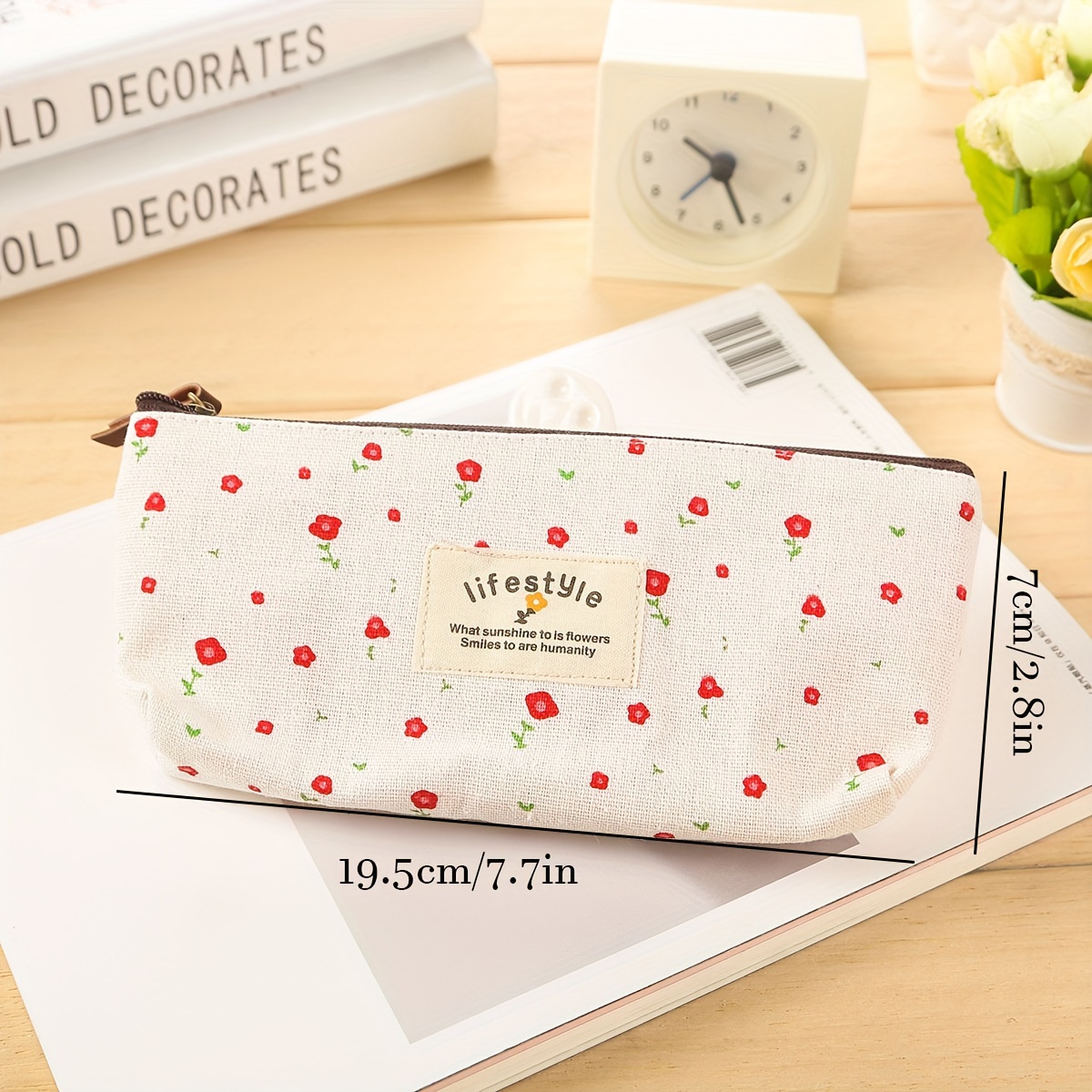 Small Pencil Case Kawaii Floral Fresh Style Bag Flowers Pencil