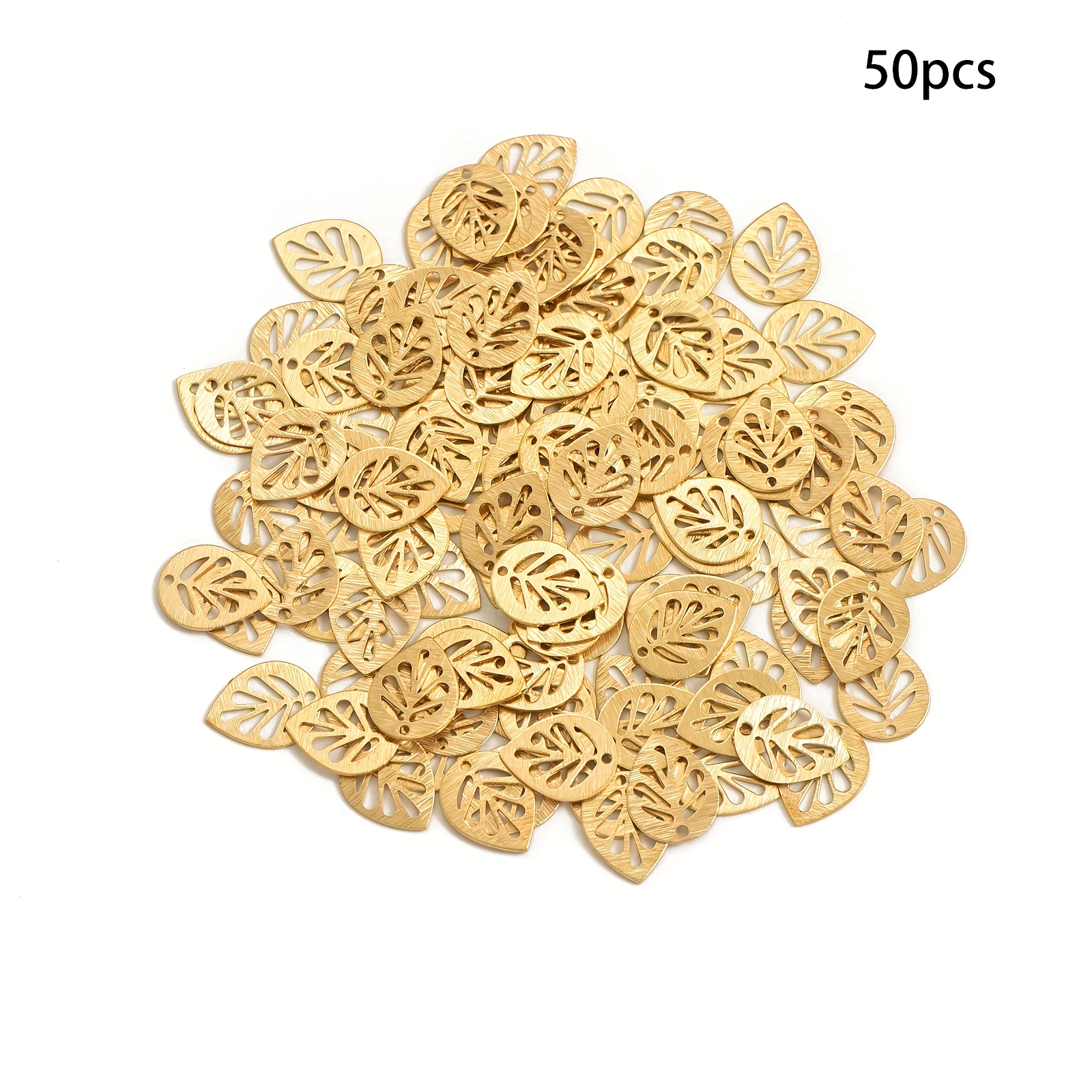 TEMU 30pcs/50pcs Mini Pendentifs Naturels Feuille Brossée Breloques pour la Fabrication de Bijoux et Boucles d'Oreilles