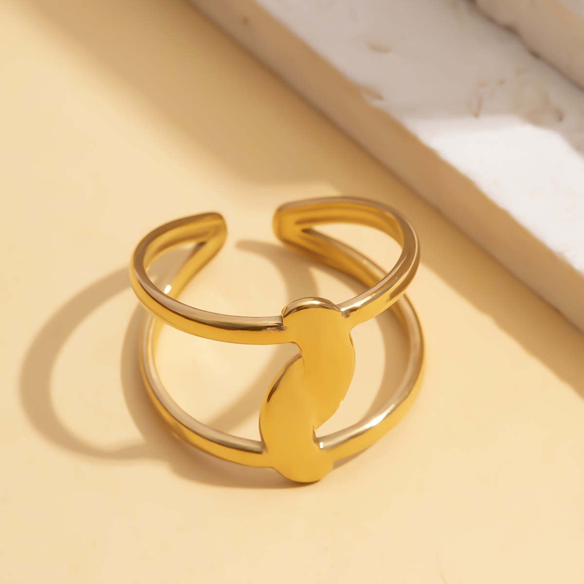Women's Hypoallergenic Stainless Steel Golden Flower Open Ring