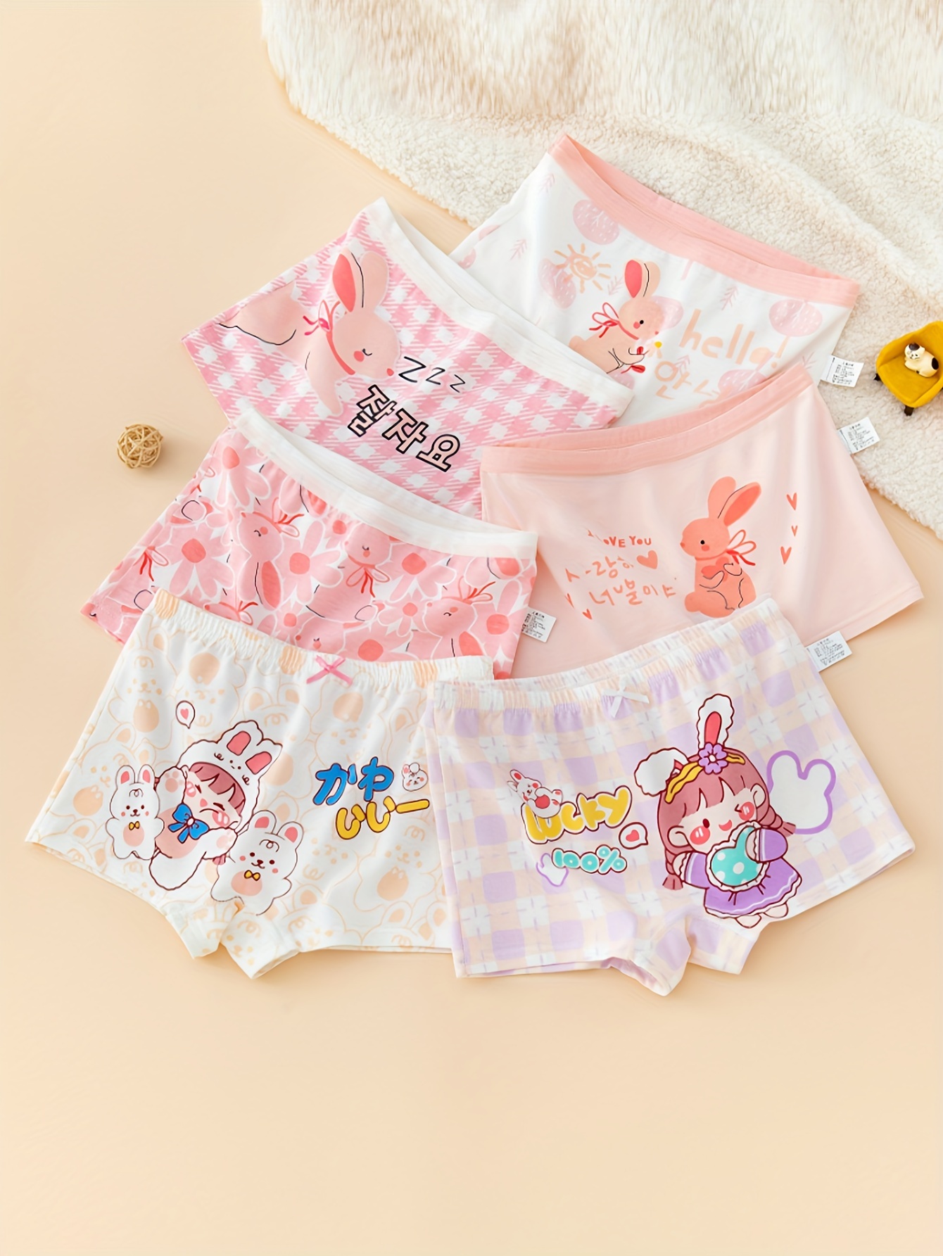 Girls Triangle Panties Rabbit Heart Balloon Print - Temu
