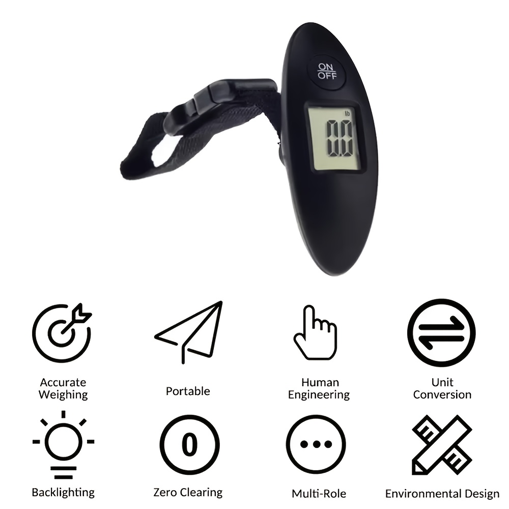 1pc Portable Digital Luggage Scale for Travel, Hanging Baggage Scale, Suitcase Weight Scale 40kg, Digital Display, Flexible and Sturdy Strap, Black (Not included Batteries)