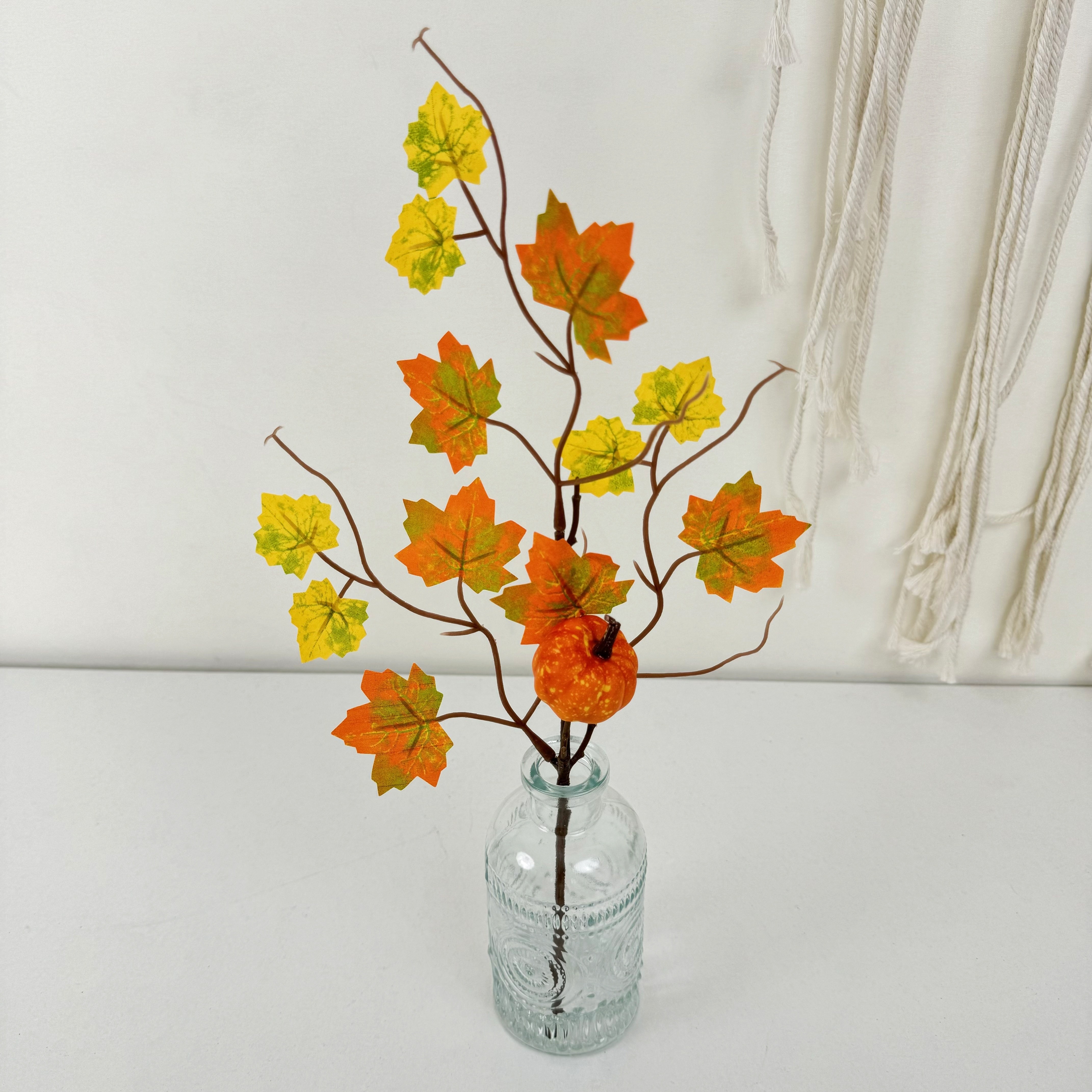 1pc Artificial Pumpkin Maple Leaf Branch, 14.57 Inches (. 37cm), Uv Resistant, Waterproof, Suitable For Halloween And Indoor/outdoor Decorations