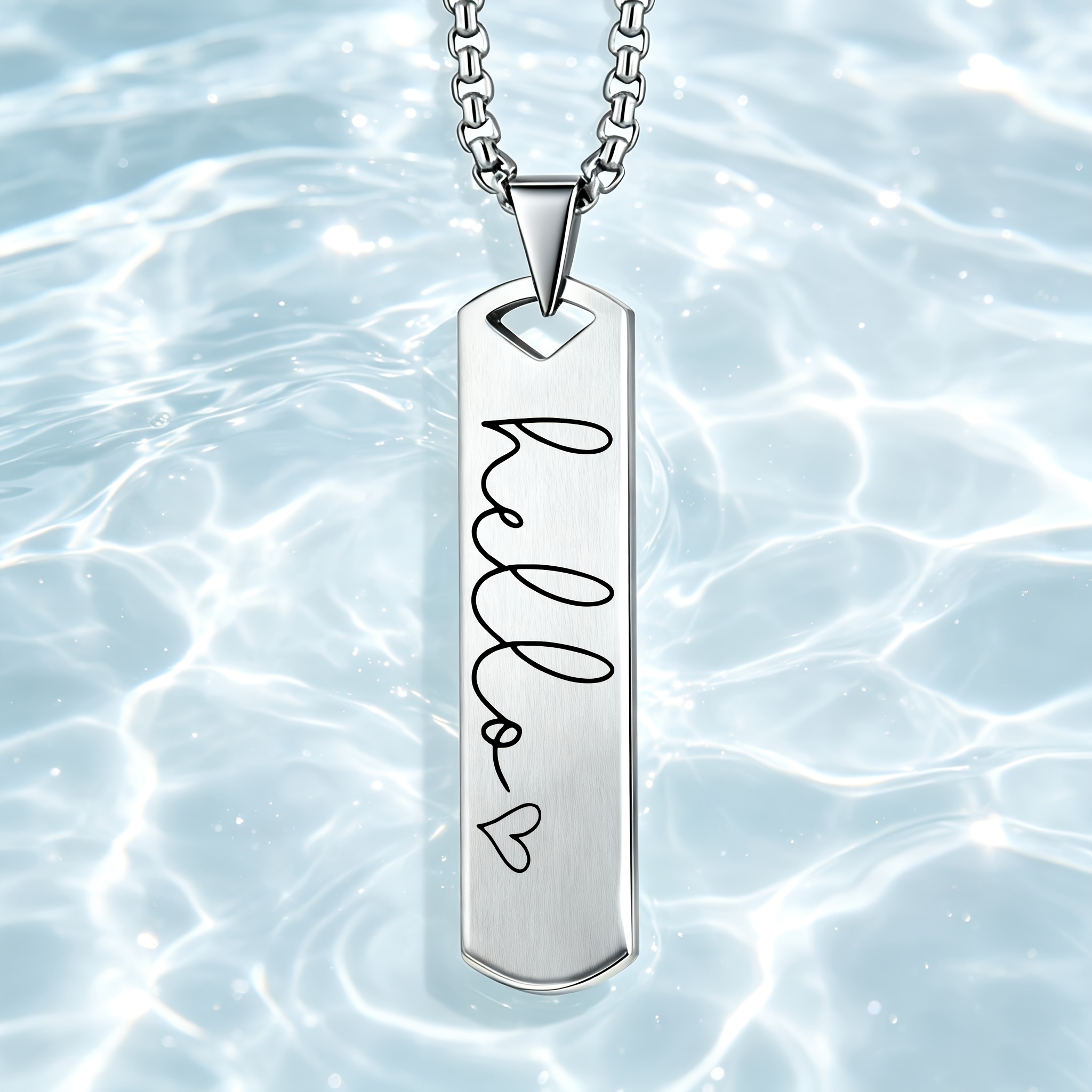Women's Hello Font Design Pendant Necklace, Stylish Accessory