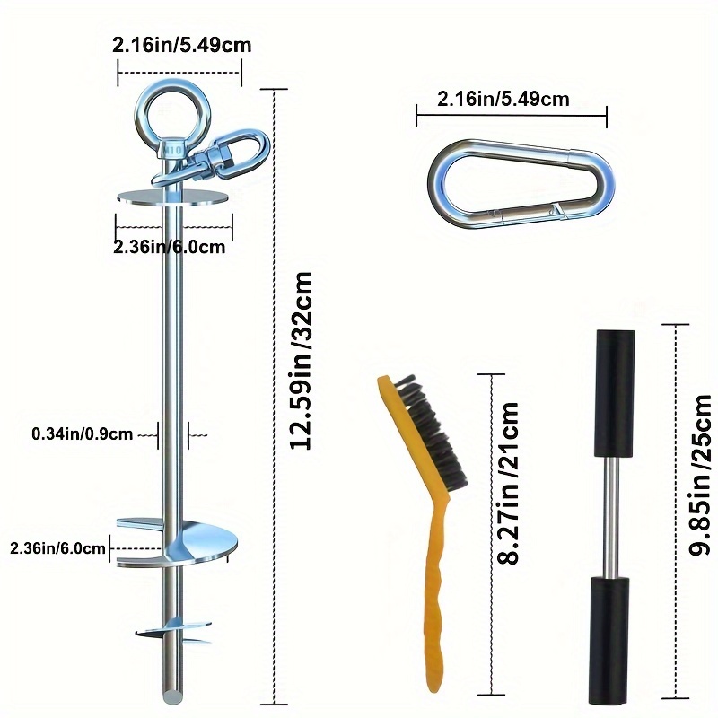 Image of 360° Rotating Stainless Steel Spiral | Suitable For Weights Up To 200 Lbs, With 10ft/20ft/30ft/40ft Steel Rope, Ideal For Yard, Outdoor, Grass, Beach, Camping
