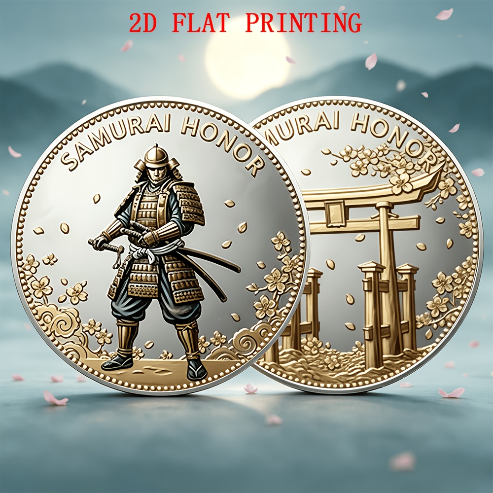 TEMU Pièce commémorative en imprimée à plat 2D - 1 pièce, avec , porte torii, et de bon - Ornement , décoration de bureau, à main, cadeau, plat 2D