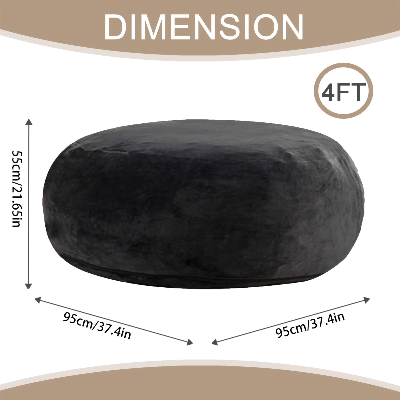 Image of 100cm Large Giant Memory Foam Bean Bag Chair With Filling, Adult Leisure Reading Chair Suitable For Living Room And Bedroom