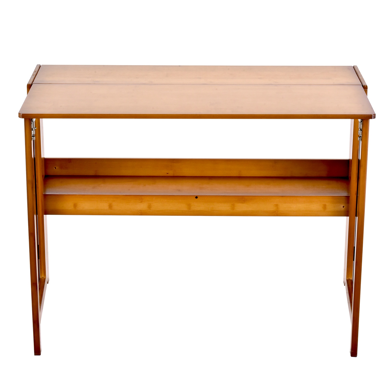 Multipurpose Folding Desk, 40.6 Inch Wide Wooden Table (Folds to 9.8in) - Space Saving Design with Storage for Home Office, Dining & Study