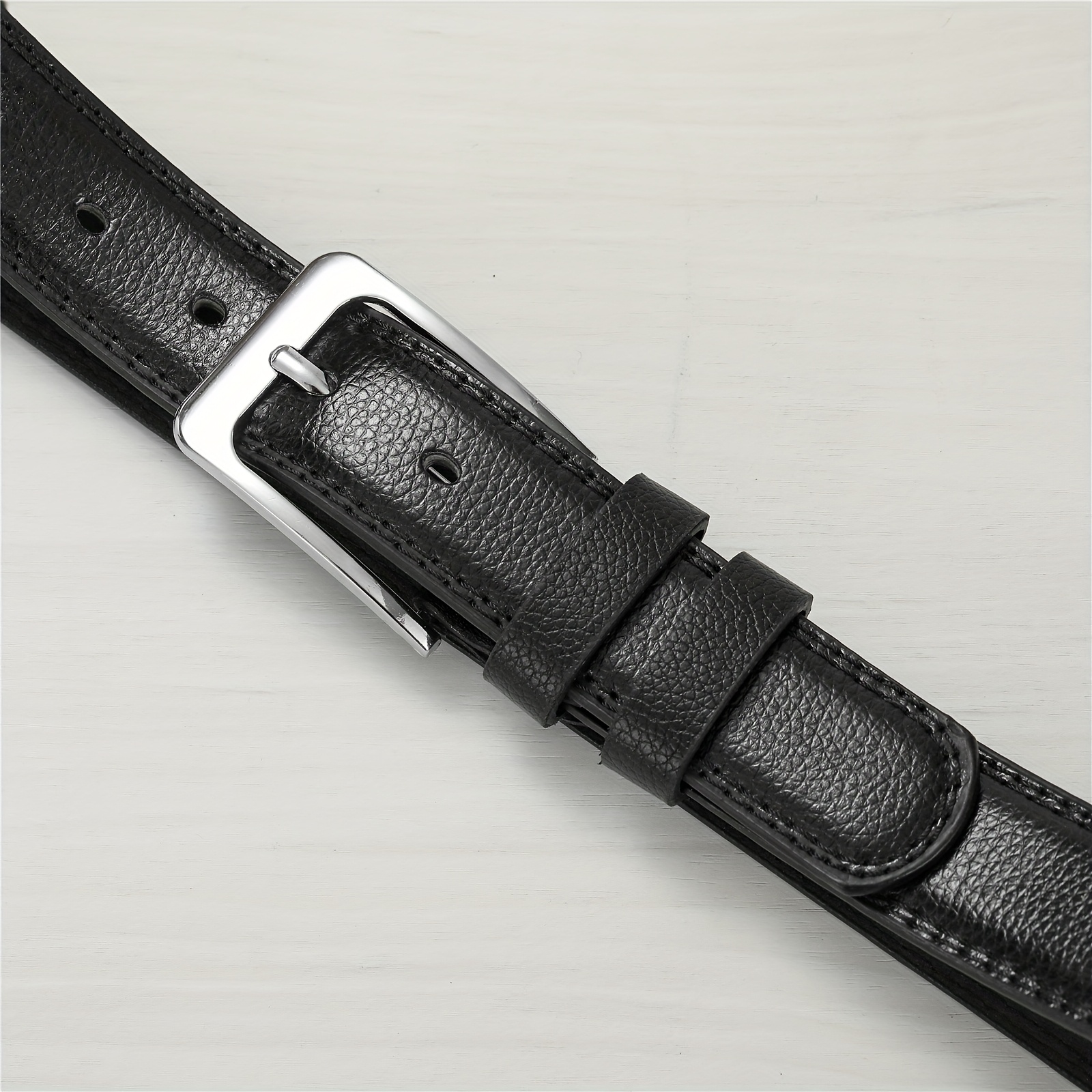 TEMU 1pc Men's Minimalist Lychee Pattern Trousers Versatile Belt Business, Valentine's Day, Decoration Belt