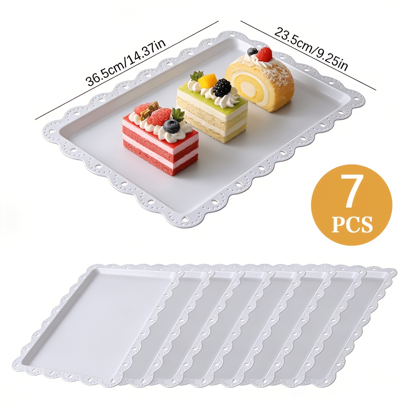 Image of 7pcs Set Of Artistic Merchandise Wave-shaped Plastic Trays, Portable And Not Easy To , Anti-drop, Easy To Clean - , Suitable For Party Buffets, Hotels, Cafes, Dessert Shops, Etc