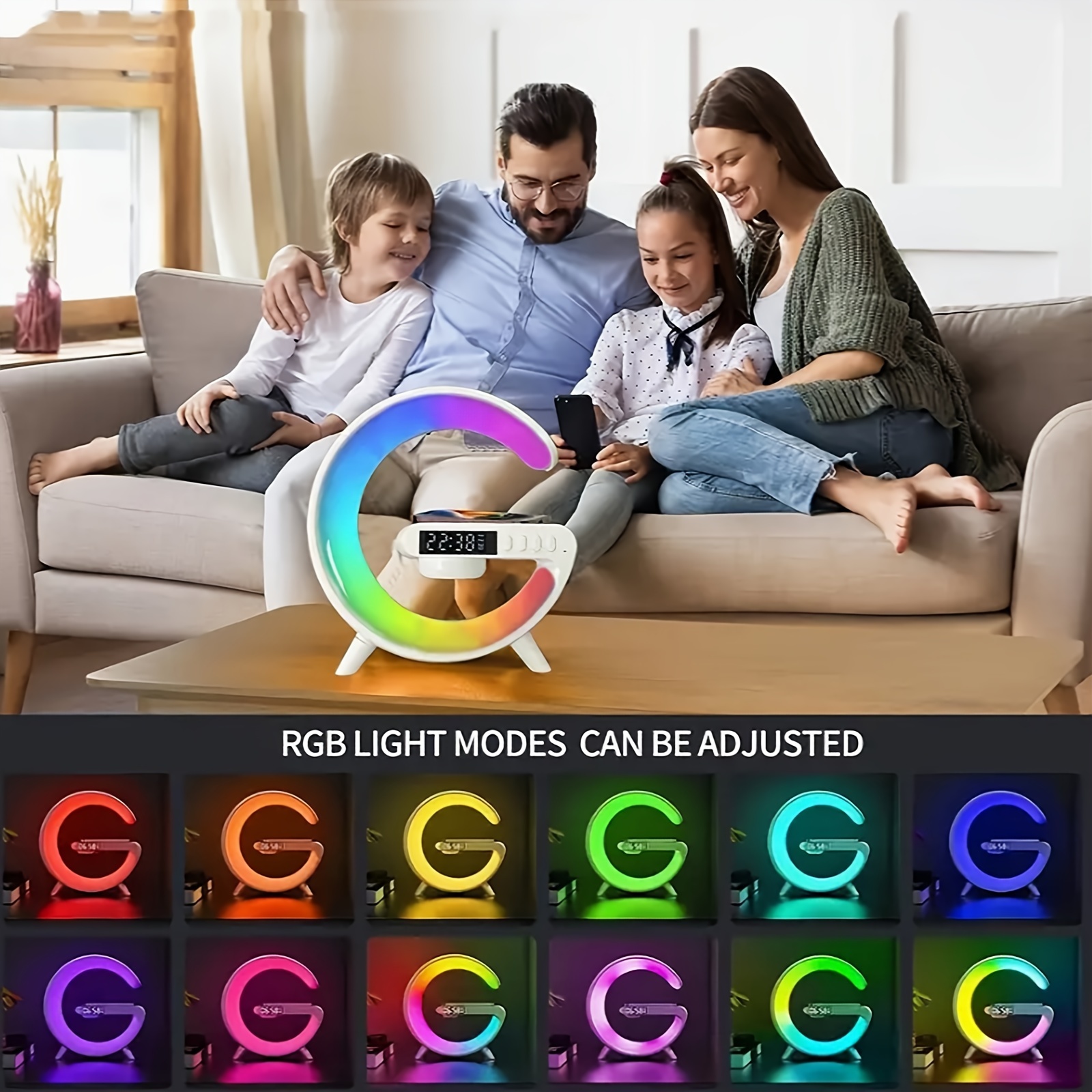  wireless g type speaker with desk lamp night light usb rechargeable wireless enabled bedroom ambiance details 6