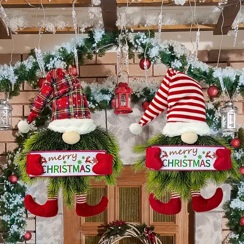 christmas wall hanging decorations santa claus theme european style pet polyethylene terephthalate material short legged red and no electricity required no feathers with christmas pendants for christmas
