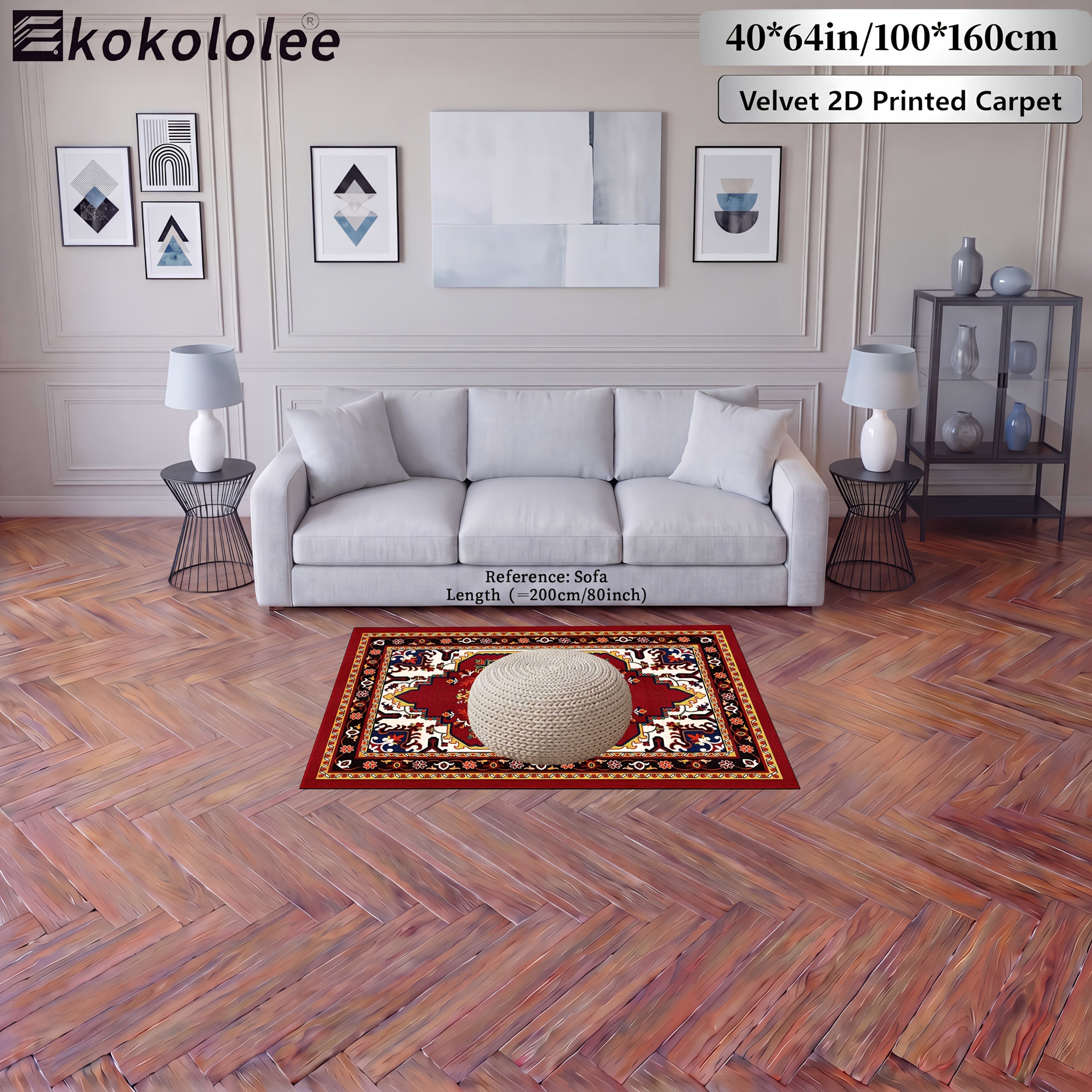 TEMU 2d Flat Kokololee Luxury Velvet Area Carpet - Traditional Vintage Persian Medallion Pattern Carpet, Non Slip Backing Machine Washable 100%