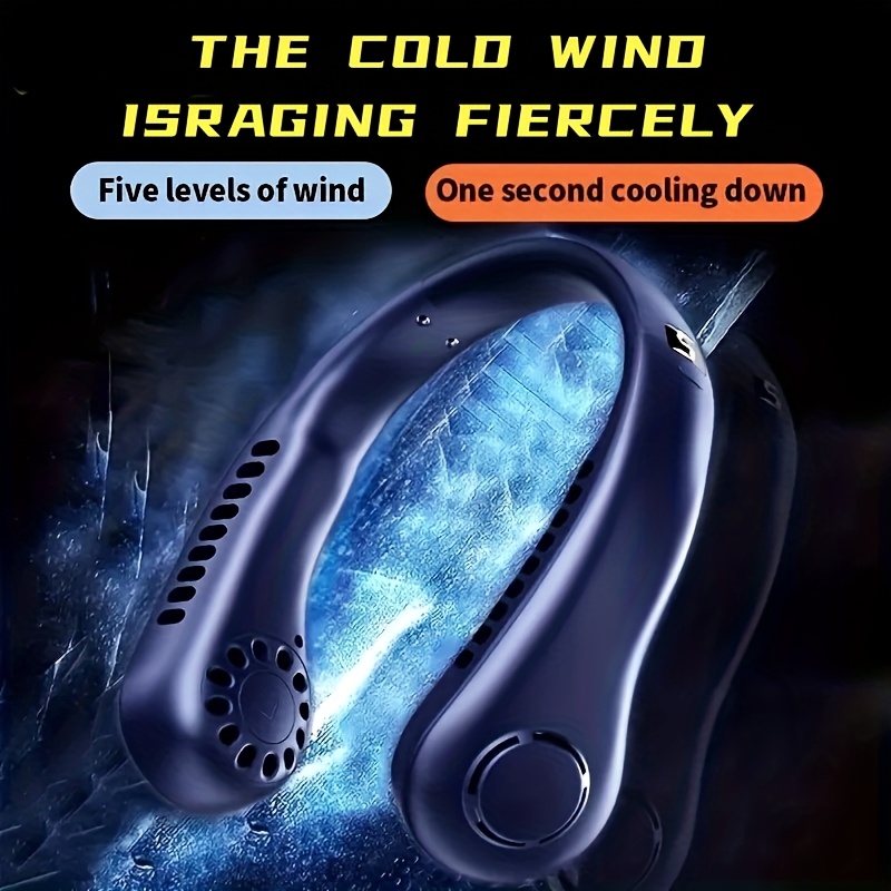 portable usb rechargeable neck fan with display   adjustable 5   long   for indoor outdoor use   travel and back to school