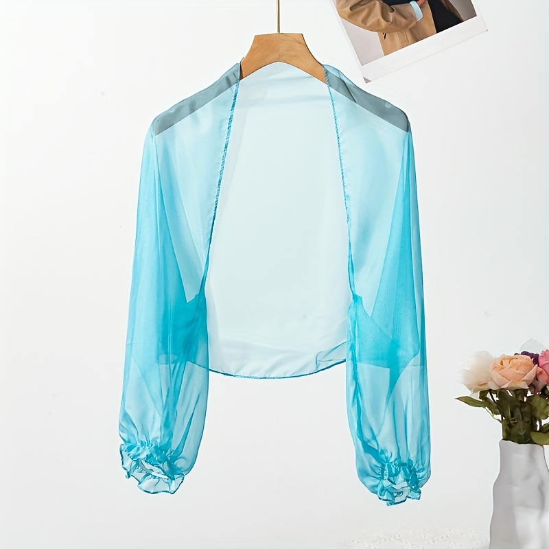 E-shop 1 Stück Einfarbiger Chiffon-Schal, Modischer Vielseitiger Langarm-Wickel