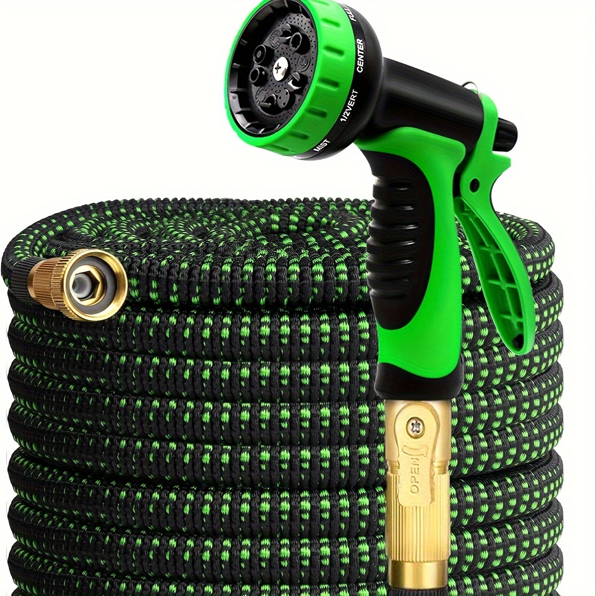 

Expandable Garden Hose - Kink Free Flexible Water Hose With 10 Pattern Spray Nozzle, 3/4 Solid Brass Connectors, Retractable Latex Core - Lightweight Expanding Hose