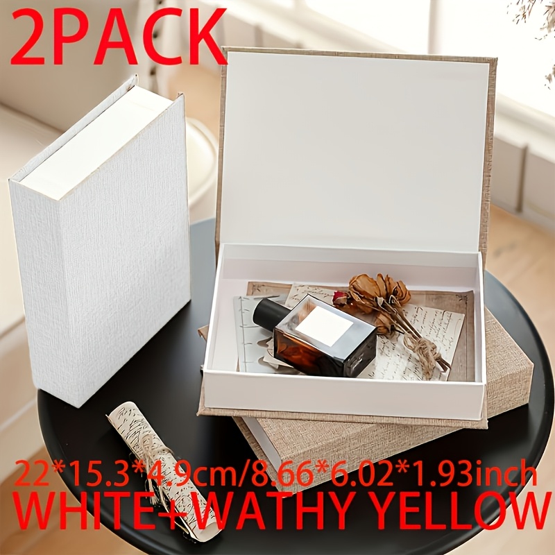 Image of Set Of 2 Decorative Book Boxes, Modern Book Storage Boxes Made Of Linen, Suitable For Bookshelf Decoration And Coffee Table Books, Ideal For Crafts (8...8 Inches)