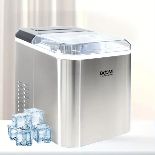 ice maker countertop silver portable ice machine 26lbs per day 9 cubes in 6 with basket and scoop for home kitchen camping rv silver without battery