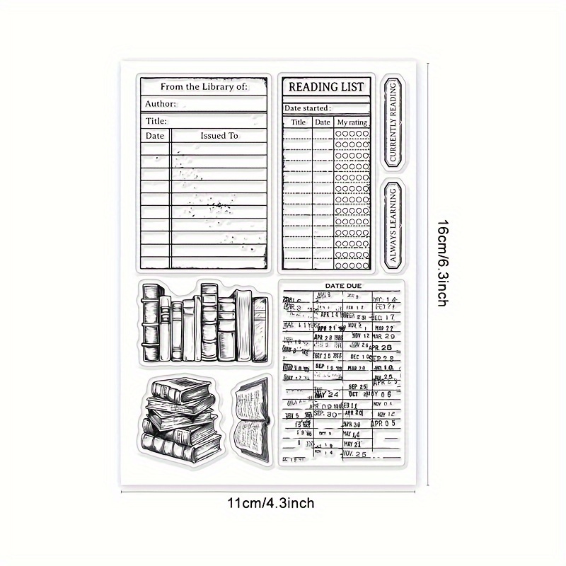 1pc Book Library Silicone Clear Stamp For Diy Scrapbooking Card Making Album Journal Painting Tool, Inkless