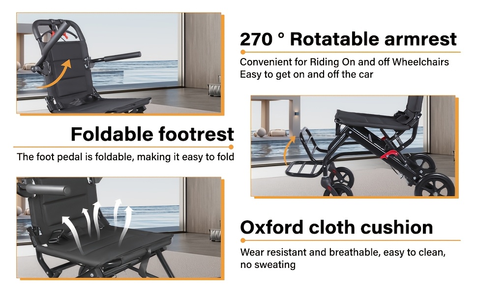 Wheelchairs for Adults Lightweight Foldable Ultra Lightweight Transport Wheelchair, Portable Folding Transfer Chair for Seniors, Adolescents And Children, Narrow Wheelchair for Tight Spaces OR Travel