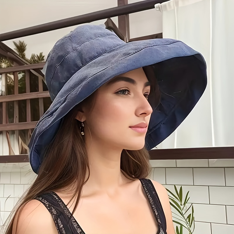 Large Brim Bucket Hat Uv Protection Fashion Simple Foldable - Temu