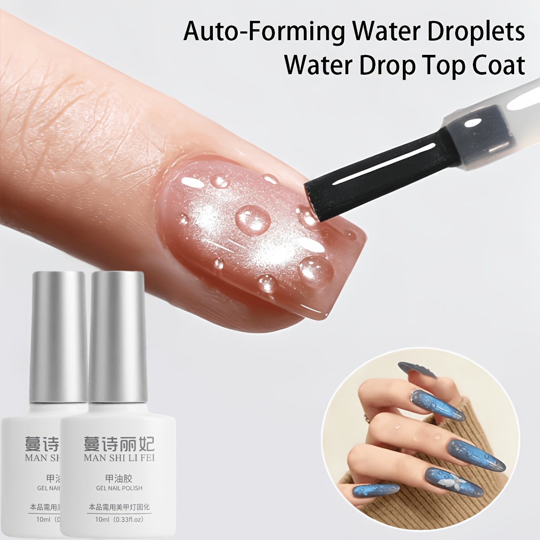 2pcs water drop nail gel   3d glossy   effect clear nail sealer for manicure