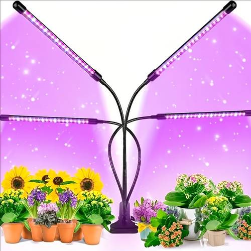 lamp led growth lamp 2 heads clamp type lamp strip blue and suitable for indoor plants of adjustable brightness 3 9 12 hours of timed operation