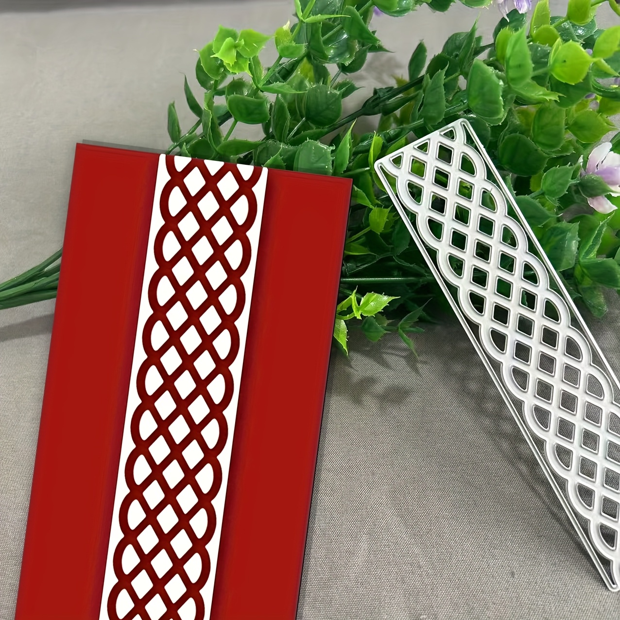 TEMU 1pc Creative Mesh Hollow Metal Cutting Dies, Diy Scrapbooking Embossing Stencil, Handmade Greeting Card Making Metal Die Cuts, Gift Card Making