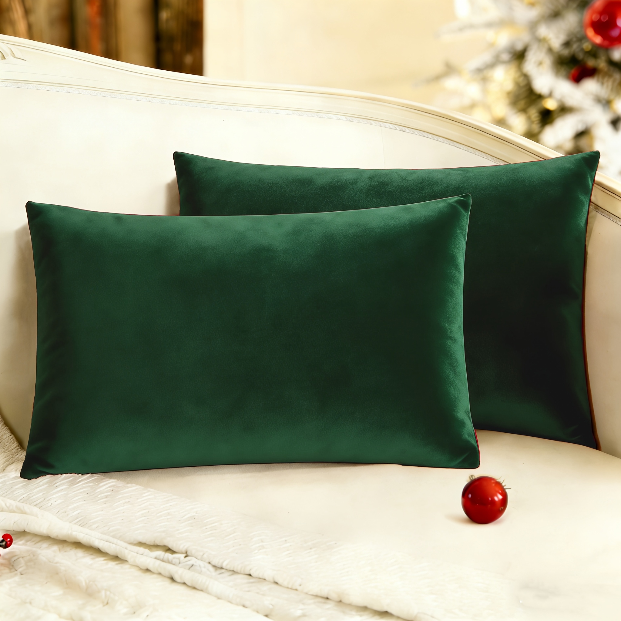 TEMU 2 housses de coussin de taille en velours de luxe léger, housses de coussin décoratives douces avec fermeture éclair invisible, adaptées pour