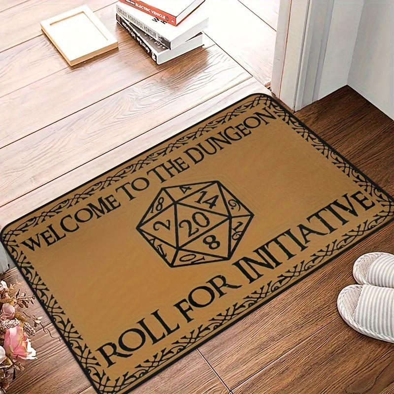 

1pc Welcome To The Dungeons Roll For Initiative Bathroom Mat, Creative Doormat, Kitchen Carpet Balcony Rug, Home Decor