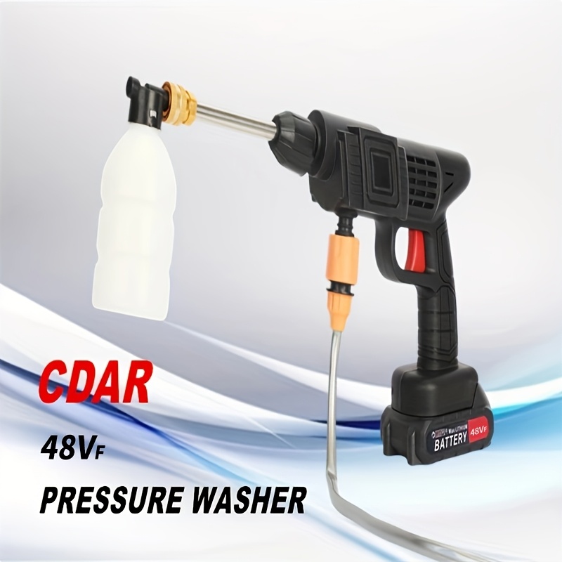 Lave-auto électrique haute pression sans fil portable avec pistolet à mousse, pistolet à eau haute pression pour lave-auto, lave-plancher de voiture sans fil à chargement