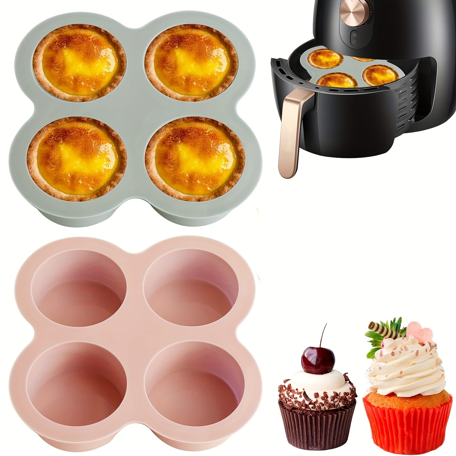 

1pc, Silicone Muffin Pan For Baking, 5.4''x5.4'', Non-stick Food-grade Air Fryer Liner, Air Fryer Accessories