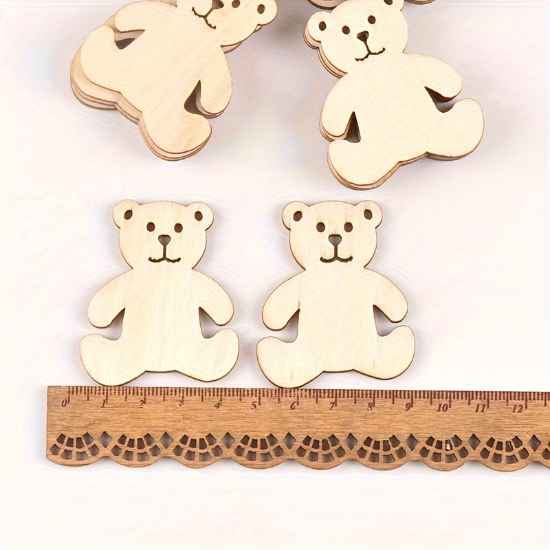 

10- Wooden Bear Shaped Decorations, 4.2x4.9cm, Diy Craft Scrapbooking Supplies, Festive Home & Kitchen Decor Accessories, No Feather, Christmas Holiday Decor