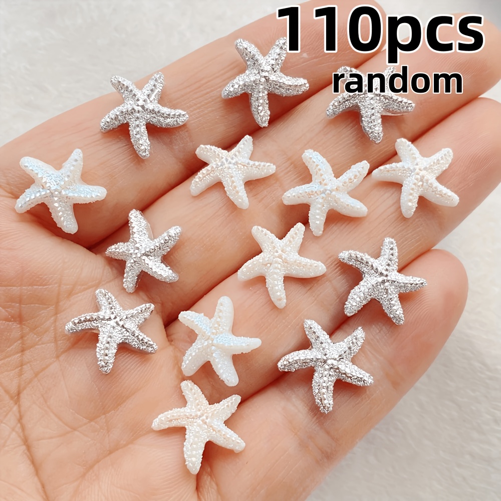 TEMU 50/110pcs Strass Étoile de Mer en Résine Couleur Aléatoire - Mini Étoiles à Dos Plat, Parfaites pour l'Artisanat, les Décorations de Mariage, le