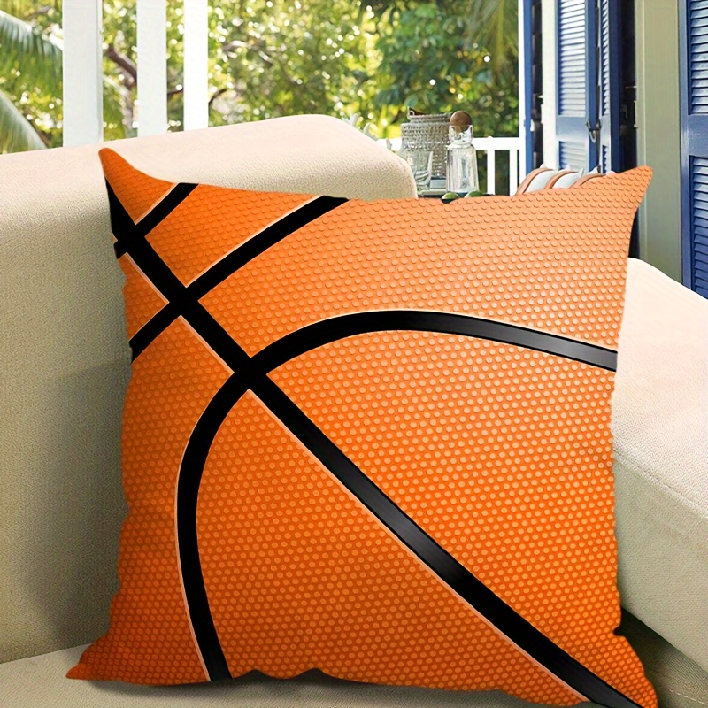 

Basketball Design Throw Pillow Cover, 1pc Polyester Decorative Cushion Case For Sofa And Bed, Sports Theme Home Decor, Fits 14+ Age Group - Pillowcase Only