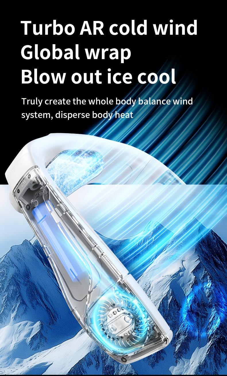 Neck Air Conditioner Portable, Up-down Airflow Portable Neck Fan, 360° Full-body Cooling Neck Fan, 5200mAh Rechargeable Neck Fan Air Conditioner with Large Cooling Plate, Neck Cooler, Cooling Plate, Neck Fan, Portable Fan, Large Airflow, Unisex Gift.