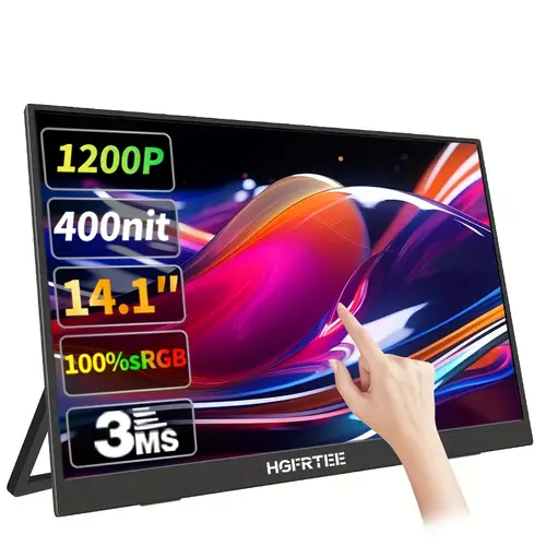 14 1 inch portable touch display 1200p external screen computer monitor with usb type c high definition dual speakers suitable for laptops pc phones ps5 games switch games and can be used as holiday gifts