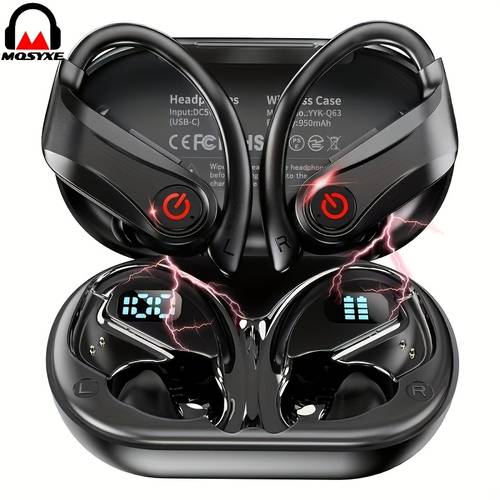 bt5 4 wireless earbuds with enc noise cancelling hifi stereo led battery display charging case comfortable in ear design type c charging compatible with ios calls music and office use black