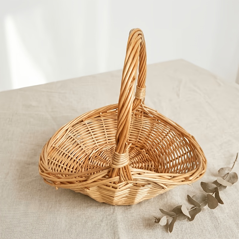 Image of Willow Storage Basket | Modern Multi-functional Indoor/outdoor Organizer For Flowers, Crops, And Home Decor, Featuring Natural Tips And Decorative Centerpiece, Shelf Basket, Shelf Baskets