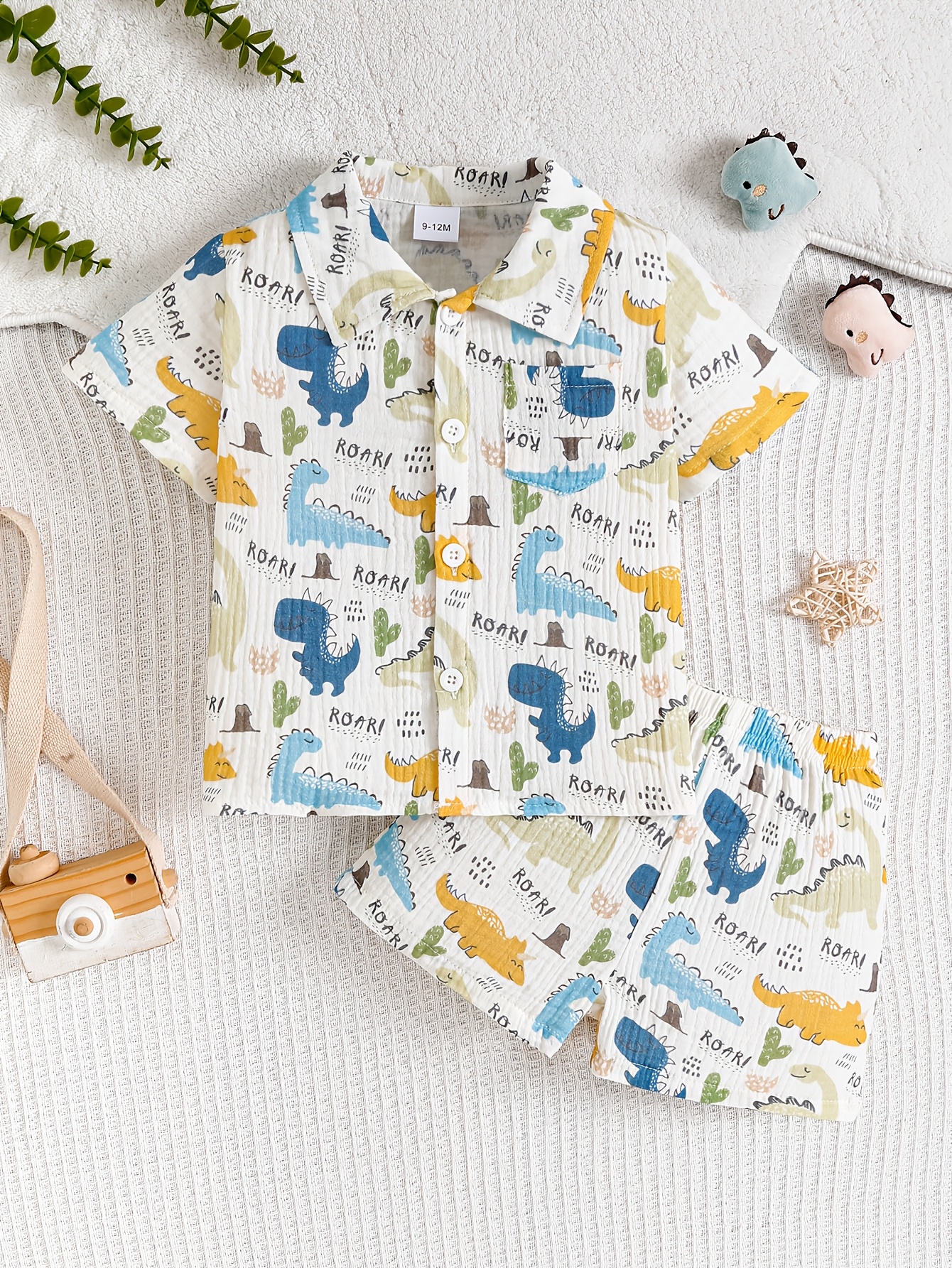 new summer short sleeve pants set for boys with dinosaur design casual and fashionable