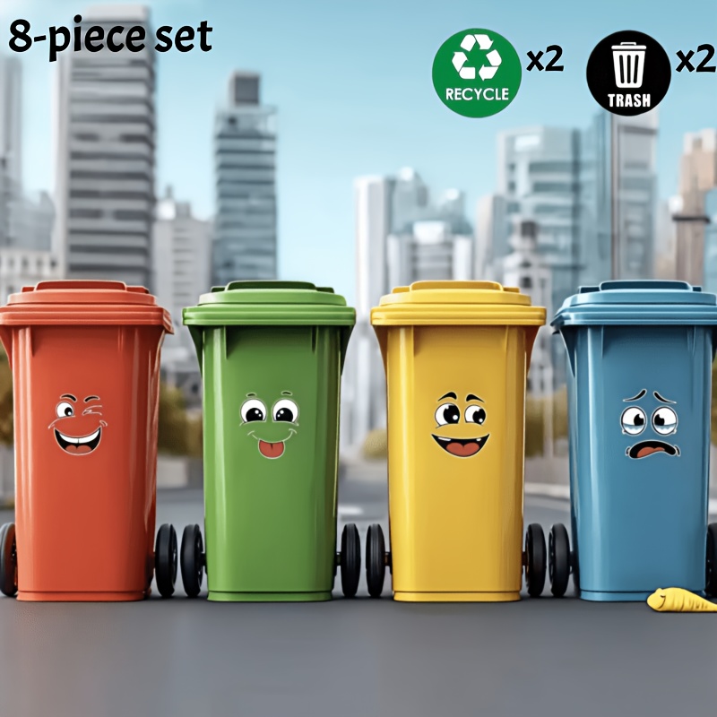 8 Sheets/set Cartoon Face Stickers, Self-adhesive, Removable, Suitable For Trash Cans, Walls, Toilet Decorations, Refrigerators, Glossy Surface, Fun Themed Decor, Covering Unattractive Areas