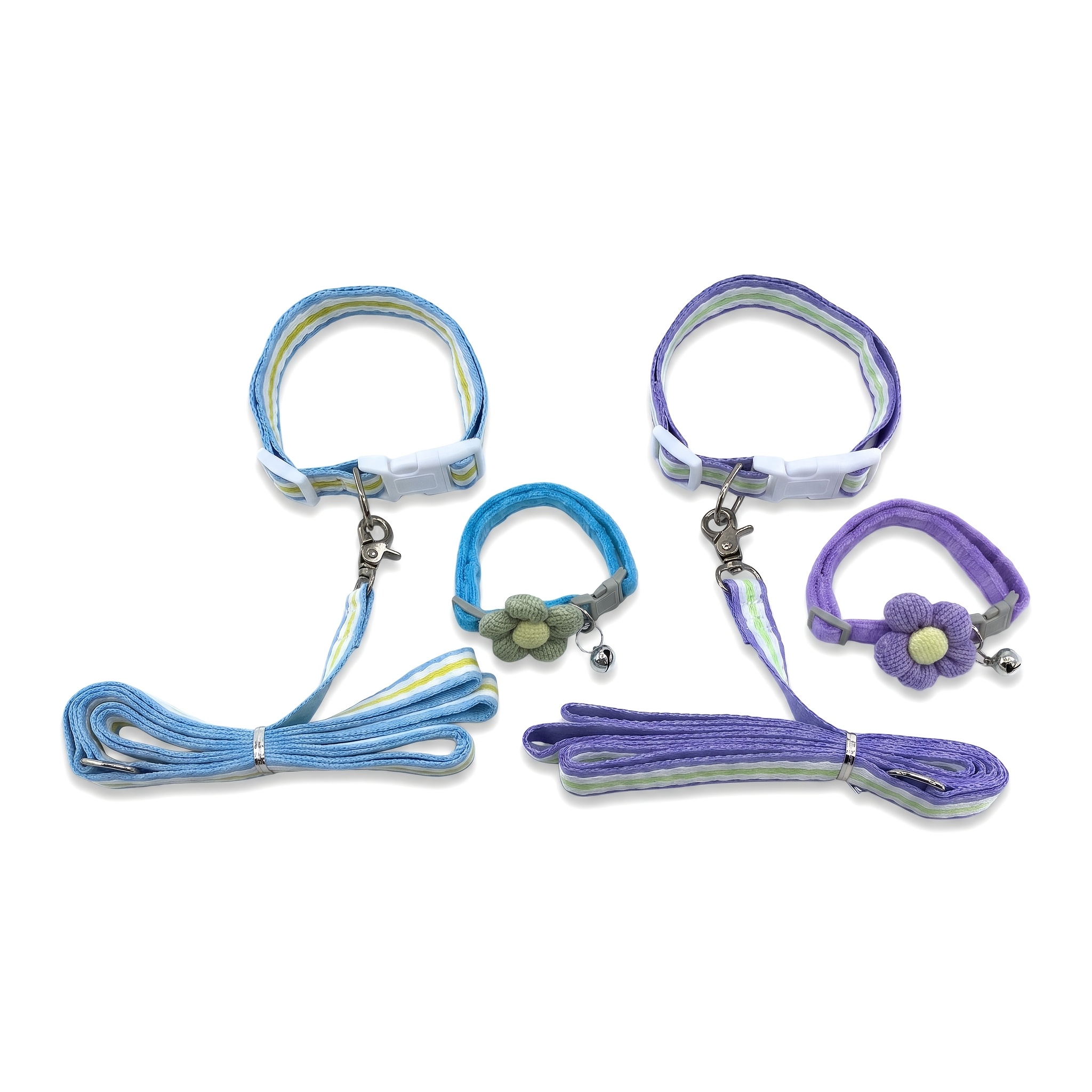 2pcs Knitted Flower Pet Collar and Leash Set