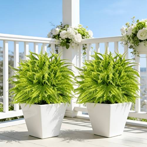 2pcs 19 69 inch artificial boston fern with stakes uv resistant faux persian grass shrubs for summer autumn indoor outdoor decor garden wedding and holiday scenes floor placement outdoor artificial plants
