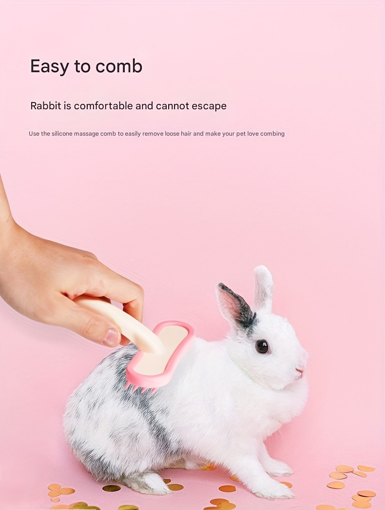 pet silicone massage brush soft anti static detangling brush for   rabbits gentle non   grooming tool durable plastic handle with pink   ideal for short long hair pets Product details 1