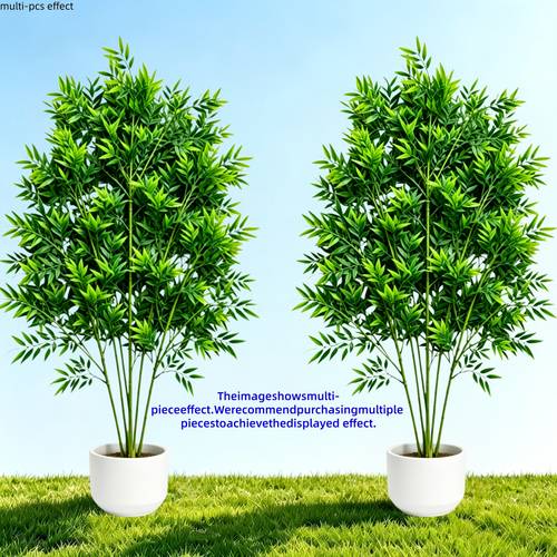 2pcs Set - Large Outdoor Artificial Plant - Bamboo with Emerald Green Leaves | Suitable for Indoor/Outdoor Use | Hotels, Gardens, Bedrooms, Doorways, Living Rooms, Homes, Kitchens, Courtyards, Poolside | Spring and Summer |